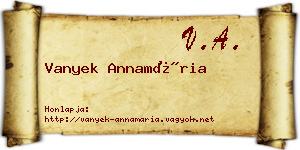 Vanyek Annamária névjegykártya